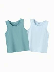 Balabala Boys Undershirt Vest 2026 New Autumn Soft Cotton Breathable Inner Wear Kids Sleeveless Top Comfortable Daily Base Layer - Blue-green Hue - View 1
