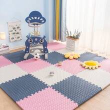 10 Pcs Leaf Pattern Interlocking Mats - 30x30x1cm Size, Multiple Color Combinations With Fresh Aesthetic! Leaf Pattern Anti-Slip Texture + 1cm Thick Cushioning, For Crawling And Playing, Freely Assemble To Fit Different Spaces, Essential For Home Baby Activity Area, And Practical - 30x30x1cm - View 4