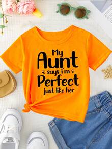 Girl's T-Shirt With Letter Print, Creative, Novel And Fashionable. - 粉色 - 查看 2