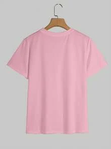 Short-Sleeved T-Shirt With Round Neck And Red Heart Print 9TDB - Pink - View 2