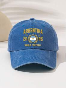 1件時尚簡約水洗棒球帽，印有「ARGENTINA」圖案，四季通用裝飾風格，美式復古運動風，男女通用時尚必備單品，適合送給家人與朋友的禮物 - 水洗帽3 - 查看 19