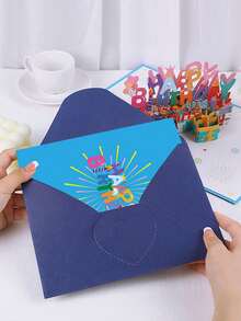 1pc 3D Pop-Up Birthday Greeting Card, Party Gift For Kids, 3D Birthday Letter, 3D Gift Box, 3D Butterfly, Flower Blessing Card With Envelope, Birthday Card, Suitable For Birthday Gift - Greeting Cards - View 5