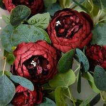 1pc/2pcs Artificial Peony Vine - Suitable For Porch Wall, Holiday Party, Courtyard Garden, Wedding Arch Decoration And Table Centerpiece Decoration - Burgundy - View 4