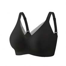 Sujetador talla grande sin aros malla tirantes cruzados push-up sin costuras mujer europeo-americano - Negro - Ver 5