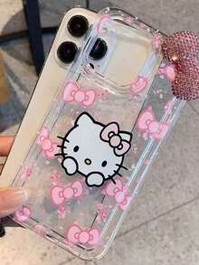 SANRIO 1件透明氣囊歐式粉色3D蝴蝶結KT蘋果手機殼，適用11-17pm - 粉色 - 查看 3