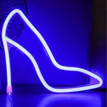 1pc Valentine's Day Gift, Pink High Heel Neon Light Sign, Light Up Your Romantic Night, USB Or Battery Powered, LED Commercial Sign, Suitable For Store, Shoe Shop, Room, Club, Party Decoration - White - View 5