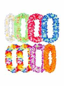 1-50pcs Hawaiian Floral Wreath Tropical Hawaiian Flower Theme Party Favors Headband Holiday Wedding Beach Birthday Decoration Party Supplies Floral Wreath Headband Holiday Wedding Beach Birthday Decoration (Random Color), Valentine's Day - Multicolor - View 9