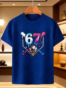 Camiseta para niño, con un diseño sencillo de estampado "Baseball No. 67 Graffiti", inspirada en la cultura del béisbol estadounidense y el estilo deportivo retro. Es una prenda cómoda y cas - Blanco - Ver 10