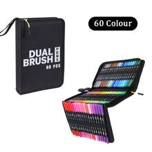 12/24/36/48pcs Dual Tip Colorful Marker Art Pen Set (Diagonal Box, Gift Box Packaging), Suitable For Adult Coloring Books, Christmas Card Drawing, Note-Taking, Carving, Calligraphy, Journaling, Back To School - Multicolor - View 20