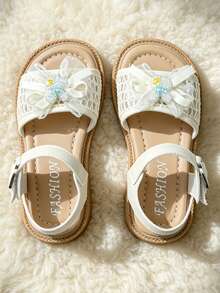 2026 Beige/Silver Sweet Princess Sandals - Mesh Bow Rabbit Decor Girls Sandals - Suitable For Daily Outings And Other Occasions! - Beige - View 3