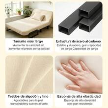 STAR BURN Sofá Cama Plegable Multifuncional, un Diseño Cuatro en uno Que Incluye Sillón Reclinable, Almohada y Bolsillos de Almacenamiento, con Respaldo Ajustable, 188 CM / 74 Pulgadas (Blanco) - 1 - Ver 6