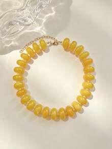 1pc Bohemian Style Red Acrylic Beaded Necklace, Multiple Colors Available, Suitable For Women's Summer Daily Wear Or Vacation - Multicolor - View 6