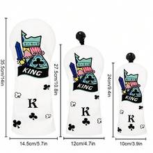 Sarung Kepala Stik Golf Vintage Poker Club King, Desain Kartu Menarik, Hadiah Unik dan Menarik Perhatian, Aksesori Golf - Putih - View 2