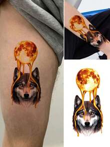 Tattoo Stickers, 1 Sheet, Cyberpunk Style, Golden Crown, Wolf Makeup Pattern Temporary Tattoo - Cyberpunk Style - View 2