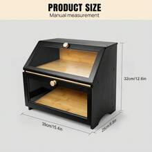 7Sevenjokers Bamboo Bread Box 2 Tier With Lid – Kitchen Storage Container, Food Organiser For Countertop - Black - View 6