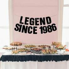 Legend Started In 1986 黑色亮片橫幅，男士 40 歲生日快樂裝飾，女士 40 週年紀念派對裝飾 - 1986 - 查看 5