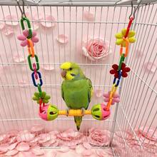 Colorful Floral Chain Bird Swing Toy With Dual Bell Balls, Plastic Hanging Perch Chewing Accessory, Suitable For Budgies, Long-Tailed Parrots, Cockatiels, Lovebirds And Small Parrots, Interactive Cage Toy For Beak Grinding And Boredom Relief, Random Color - View 6