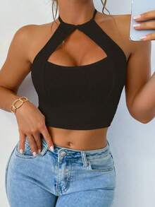 Women's Solid Color Camisole, Simple And Elegant, Suitable For Summer. - Black - View 1