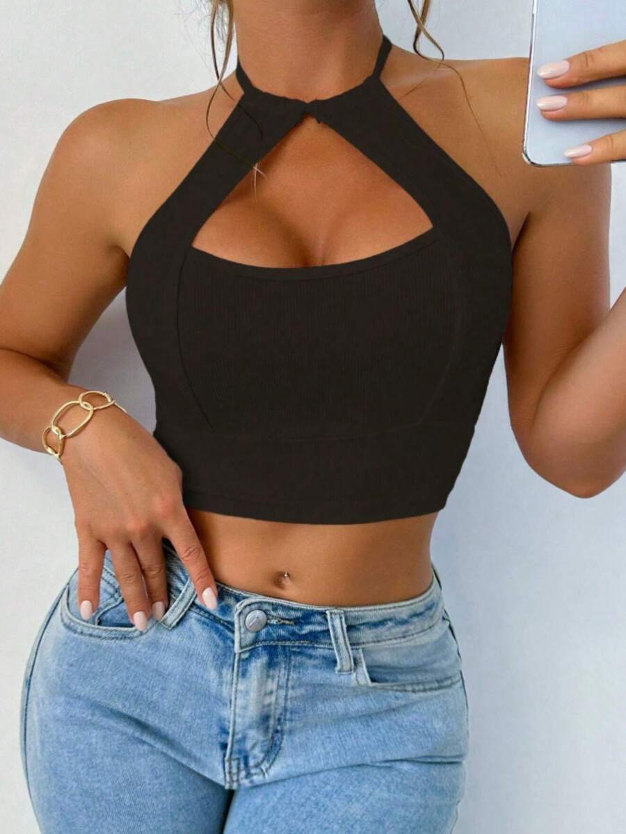 Women's Solid Color Camisole, Simple And Elegant, Suitable For Summer. - Black - View 1