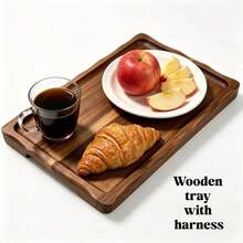 1 pièce Plateau de service rectangulaire en bois, plateau multifonction pour collations, desserts, café et thé, accessoire de cuisine, convient pour la cuisine, le café, le salon, cadeau idéal pour la fête des mères, la fête des pères, Noël, Thanksgiving, mariage et décoration de rassemblement familial - Voir 7