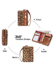 FOREVER MIYIN Billeteras pequeñas con correa de muñeca con estampado de leopardo minimalista para mujeres, billetera con múltiples ranuras para tarjetas, billetera de muñeca plegable, uso diario, útiles escolares, monedero - Multicolor - Ver 7