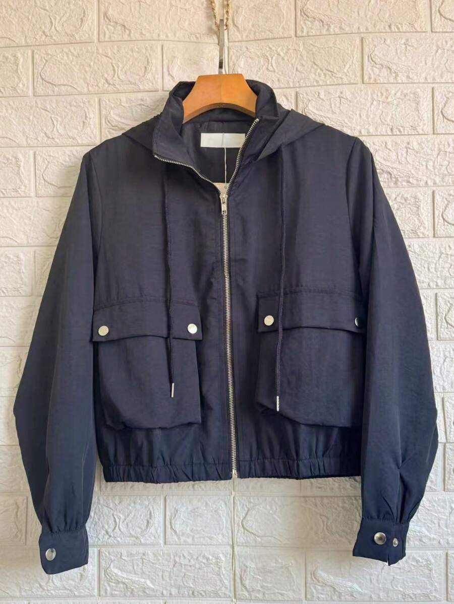 Women's Windbreaker Bomber Jacket - Navy Blue ZY1003 - View 1