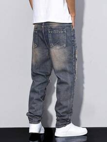 Teen Boy Casual High Street Versatile Straight Leg Jeans - Blue - View 4