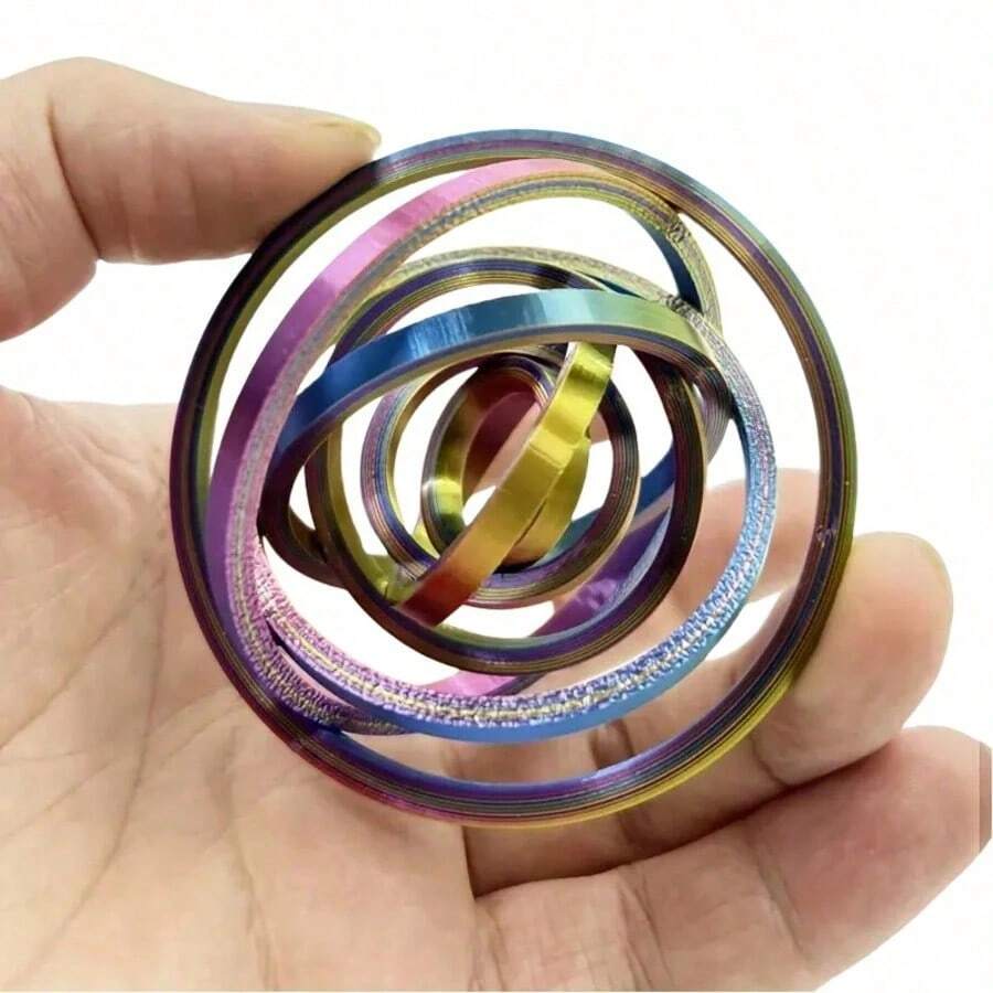 1 buah Cincin Putar Pereda Stres, Bahan PLA, Hadiah Sempurna untuk Hari Valentine & Natal, Membantu Meredakan Kecemasan, Memberikan Pereda Stres untuk Orang Dewasa - MultiWarna - View 1