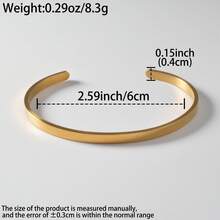 Fashionable Stainless Steel Simple Smooth Opening Electroplated Green Gold Bracelet Suitable Men Women Daily Party Wear Daily Couple Jewelry - Gold - View 7