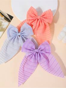 6pcs Girls Candy Color Fabric Swallowtail Bow Hair Clips Side Fringe Clips Simple Bangs Clips Non-Damaging Hair Clips Sweet Versatile Alligator Hair Clips Back Of Head Hair Clips For Daily Use - Multicolor - View 2