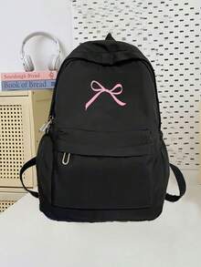 Bowknot Print Backpack, Minimalist Fashion Large Capacity Casual Commute Backpack, Laptop Bag Travel Backpack Back To School Essential Suitable For Middle School, High School And College Students - Multicolor - View 4