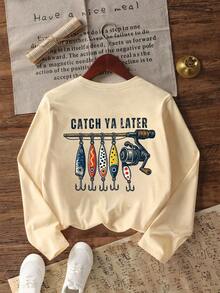 Tween Boy Casual Fun Graphic Print Crew Neck Pullover Long Sleeve T-Shirt, Autumn/Winter Top - Apricot - View 6