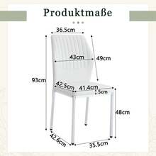 Set Of 4 Elegant Dining Chairs In Light Luxury Style: White PU Back With Vertical Ribbing + Silver - White - View 4