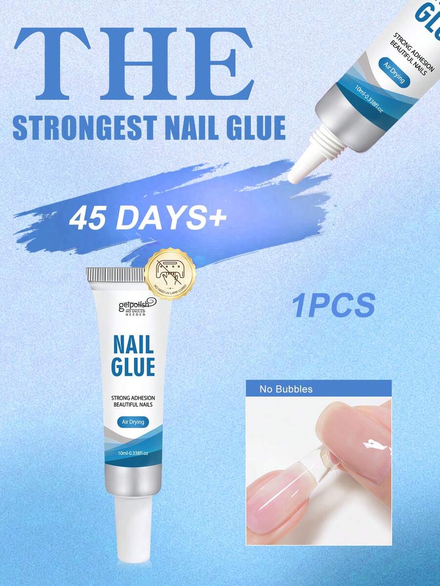 GELPOLISH 10ml 超強力指甲膠，適用於壓克力指甲、指甲尖端、貼片指甲、假指甲，沙龍級刷塗式指甲膠，易於使用，耐用持久