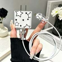 Black Spider Style Charger And Cable Protector Set Compatible With Apple 18-20W Charging Cable, Anti-Break Cable Organizer - Multicolor - View 3