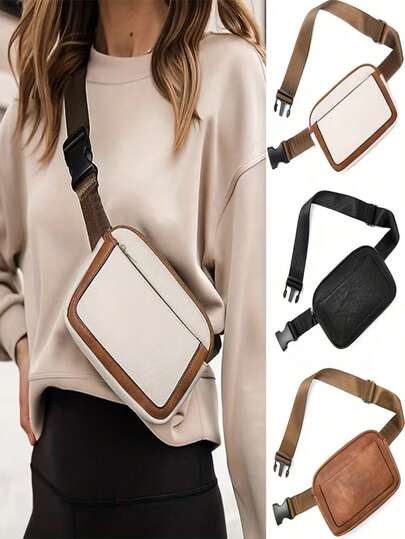 Bolso bandolera de mujer con correa ancha ajustable, bolso de cintura minimalista y ligero, adecuado para compras, viajes, uso diario y al aire libre