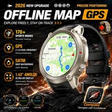 GUHUAVMI Smartwatch GPS Olahraga Outdoor Pria Terbaru 2026 yang Tahan Lama, Unduhan Offline GPS Asli, Pemosisian GPS Presisi Tinggi, Layar Sentuh Penuh AMOLED HD 1,43 Inci 466*466, Jam Tangan Renang Tahan Air 5ATM, Panggilan Bluetooth, Asisten Suara, Fungsi Pengingat, 170+ Mode Olahraga, Pelacak GPS, Kompas/Ketinggian/Barometer, Pelacak Aktivitas, Jam Tangan Pelacak Kebugaran dengan Penghitung Langkah, Jarak, Kalori, Smartwatch Wanita, Desain Modis Dua Warna, Baterai Kapasitas Besar 500mAh, Kompatibel dengan iOS dan Android - View 15