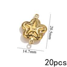 20Pcs Double Hole Link Connectors, 18K Gold Plated Stainless Steel Tarnish Resistant Heart Star Shell Moon Shape Charms For DIY Jewelry Making - Double Hanging Connector - View 20
