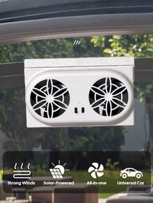 Kipas Exhaust Mobil Bertenaga Surya, Ventilator Pendingin, Pendingin AC Jendela Kepala Ganda, Kipas Sirkulasi Udara Mobil Portabel, Untuk Pendinginan Musim Panas - A - View 7