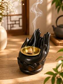 1件創意樹脂蓮花手多功能香爐，適合瑜伽冥想與居家裝飾，節慶香爐 - 新品 - 查看 3