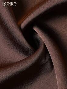 DONICY Women's Brown Flowy Waist-Tie Round Neck Fashion Casual Top - Coffee Brown - View 3