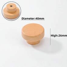 1pc/Set Round Solid Wood Cabinet Drawer Pull Handle, Single Hole Wardrobe Door Knob - single hole - View 7