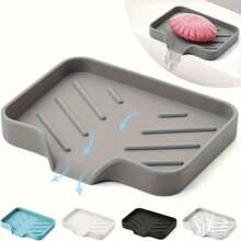 1pc Self-Draining Soap Dish Tray, Suitable For Bathroom Sink, With Waterfall Drainage Design Soap Holder - Multicolor - View 10