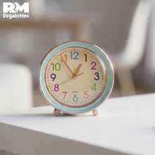 Analog Alarm Clock, Modern Design, Numbers And Colors - Blue - View 6