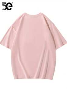 [Tion] 5E Brand Loose Fit Printed T-Shirt, 100% Cotton, Heavyweight, New, Pure Cotton, Short Sleeve, Summer, Loose Round Neck, Fashion T-Shirt For Men - 紅色 - 查看 2