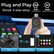 Adaptador inalámbrico CarPlay y caja de interconexión de dispositivos Android Auto para coche, caja CarPlay dos en uno - Conector USB plateado Q1M con marca dorada - Ver 5