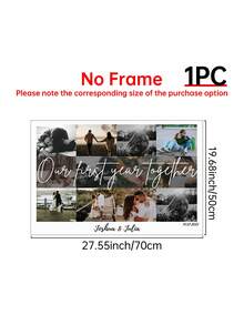 1pc Personalized Couple Anniversary Custom Poster, Suitable For Special Occasions Or Anniversary Celebrations, Custom Wall Art, Unforgettable Gift For Partner, 1st Anniversary Gift, Photo Customization, Customizable Content, Optional Frame - Multicolor - View 13