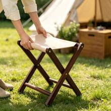 1pc Bamboo X-Shaped Folding Stool, Comfortable Outdoor Camping, Fishing, Picnic Seat, Indoor Spare Low Stool, Also Suitable For Balcony Garden Leisure Use - Outdoor Benches - View 2
