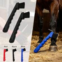 Must-Have For Horse Owners! 2-In-1 Multifunctional Hoof Pick & Cleaning Brush, Hoof Hook + Stiff Bristle Brush, Non-Slip Handle For Easy Mud And Dirt Removal, Horse Stable Care Tool - 2-in-1 Dual-purpose Horseshoe Hook - View 1