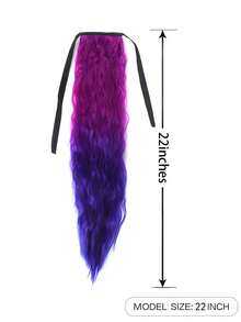 Peluca de cola de caballo con estilo de cinta degradada de 22 pulgadas, hecha de fibras sintéticas, adecuada para fiestas/actuaciones. - Multicolor - Ver 3